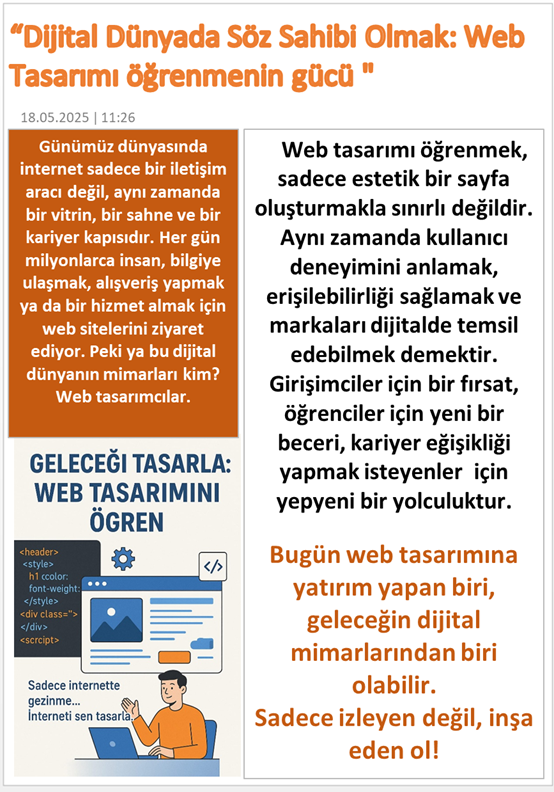 dijital dünyada söz sahibi olmak : web tasarımı öğrenmenin gücü
