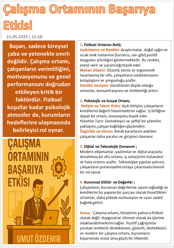 çalışma ortamının başarıya etkisi