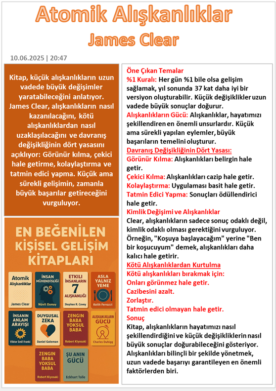 Atomic alışkanlıklar, james clear, kitap özet